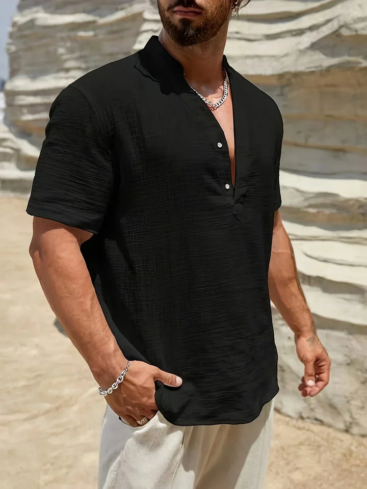 Venezia | Elegante zomershirt met hoge kraag