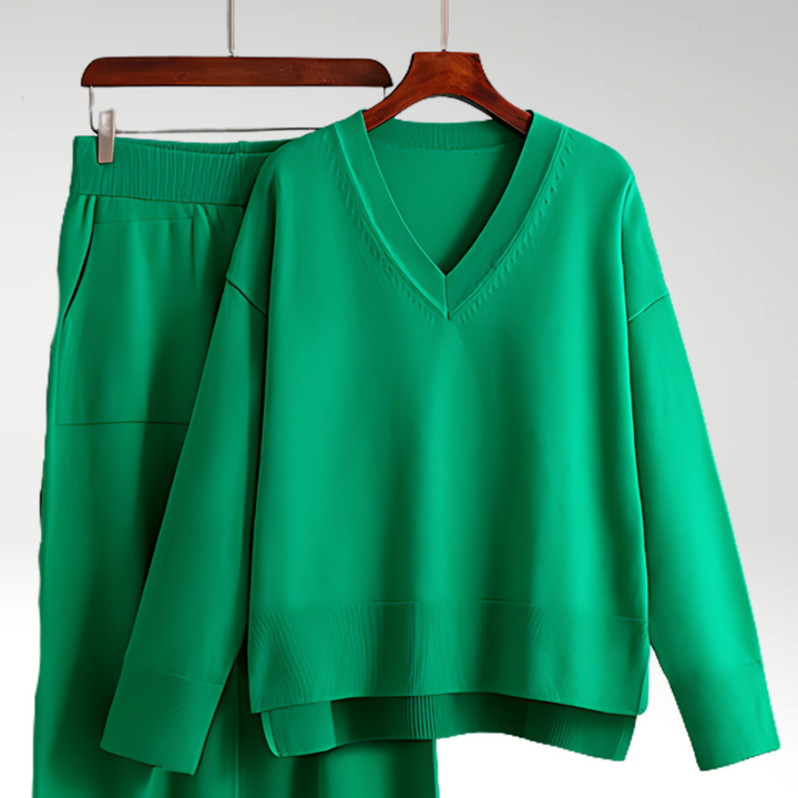 Luxe col V tweedelige set