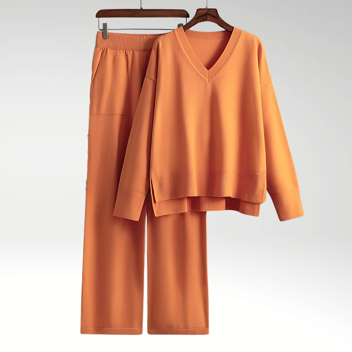 Luxe col V tweedelige set