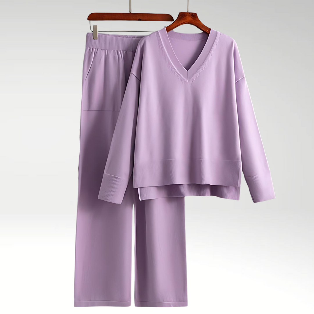 Luxe col V tweedelige set