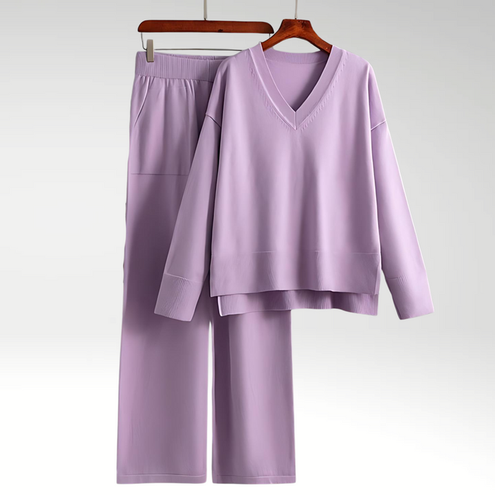 Luxe col V tweedelige set