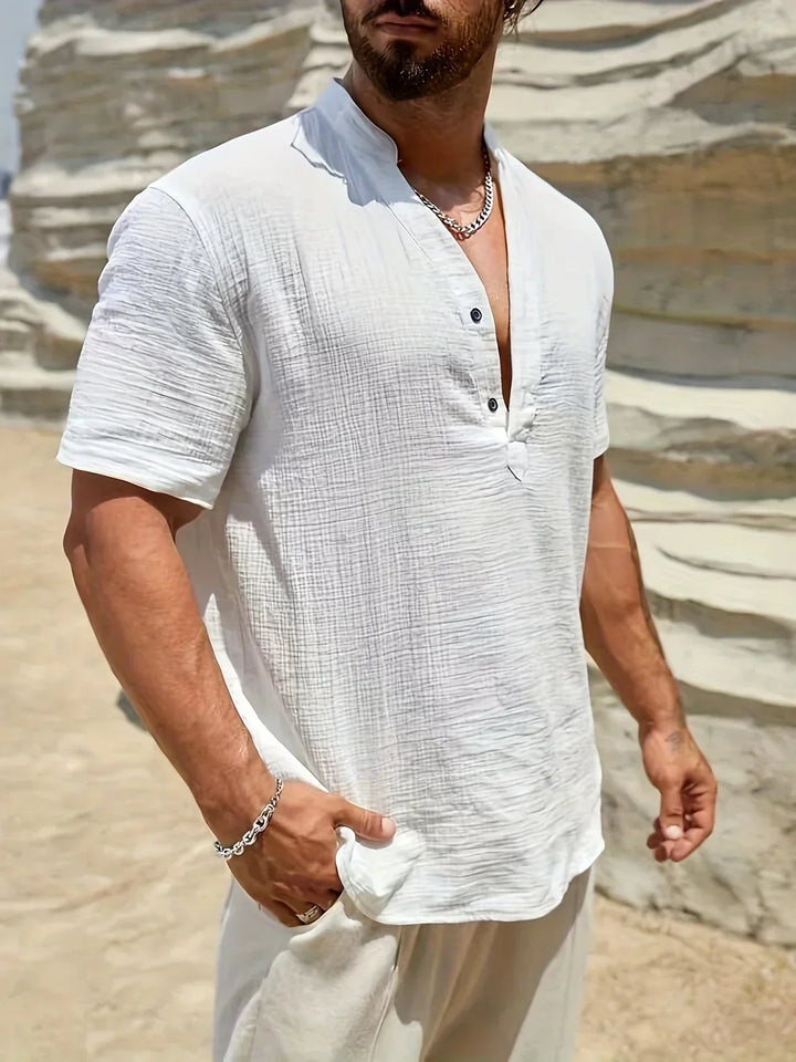 Venezia | Elegante zomershirt met hoge kraag