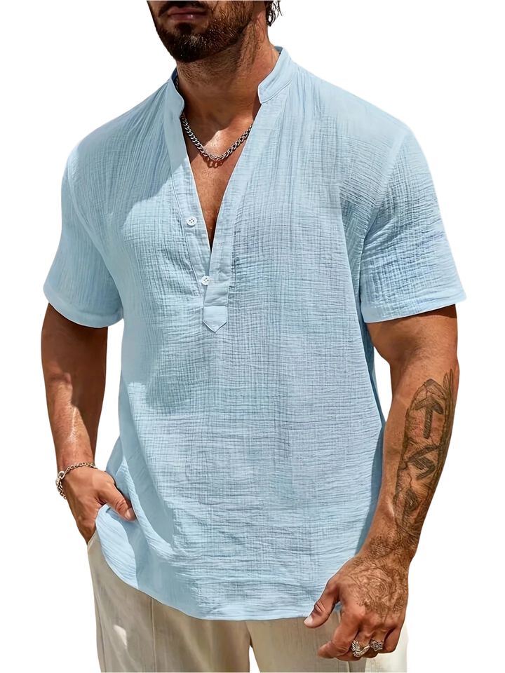 Venezia | Elegante zomershirt met hoge kraag