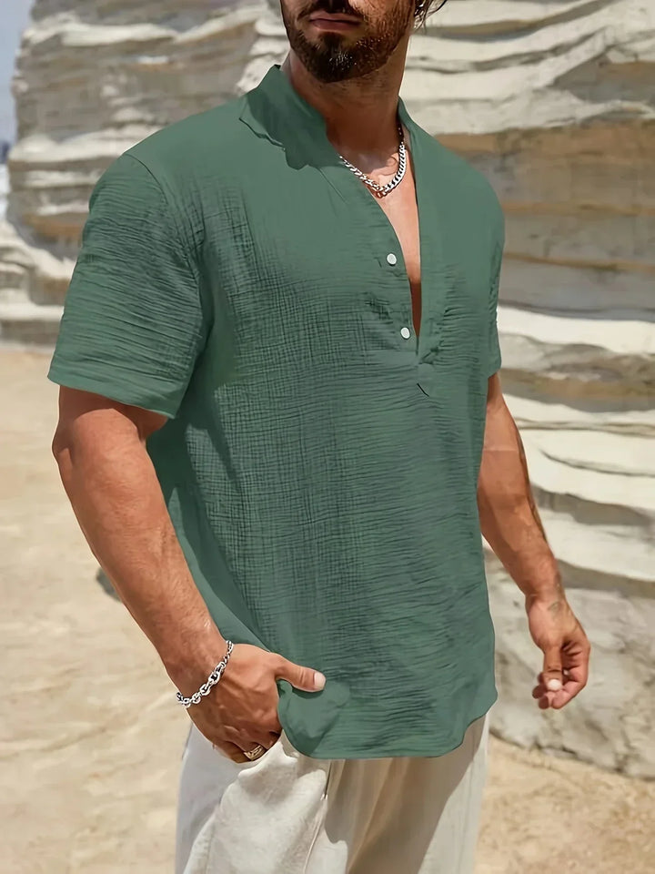 Venezia | Elegante zomershirt met hoge kraag